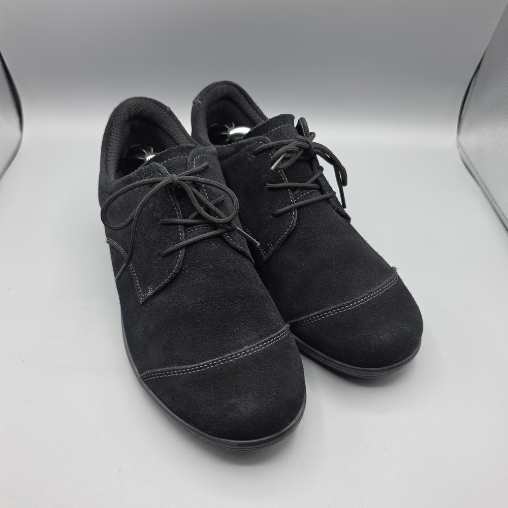 Orthofeet Eleanor Shoes Womens 10 WIDE Black Suede Lace Up Comfort Orthopedic